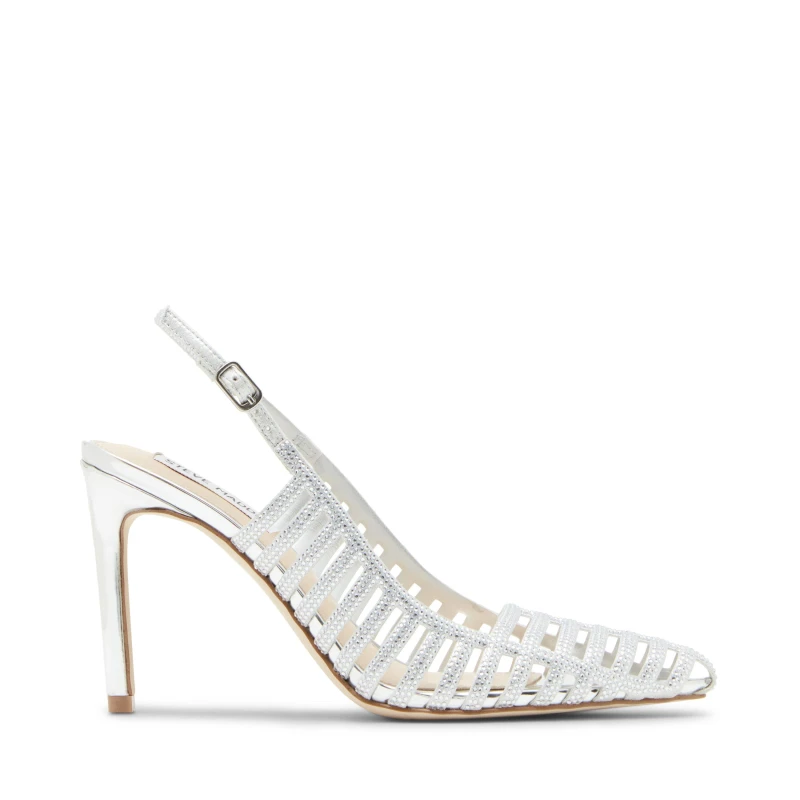Image of Steve Madden Womens Carleigh Heeled Mules Silver female 5 (38)