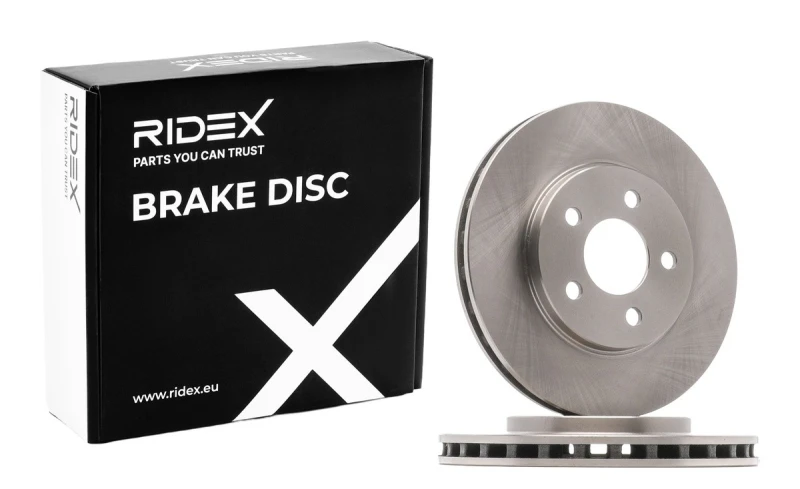 Image of RIDEX 82B0847 Brake disc Front Axle, Vented, Cast Iron, Uncoated, Untreated, without bolts/screws Cast Iron Brake Disc (82)
