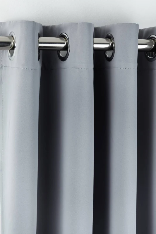 Image of New Edge Blinds Essential Woven Thermal Blackout Eyelet Curtains in Grey Size: 228cm width x 228cm drop Grey Unisex 228cm width x 228cm drop