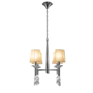 Image of Tiffany Pendant 4+4 Light E14+G9, Polished Chrome With Soft Bronze Shades & Clear Crystal