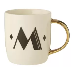 image of Bone China White/Gold M Alphabet Mug