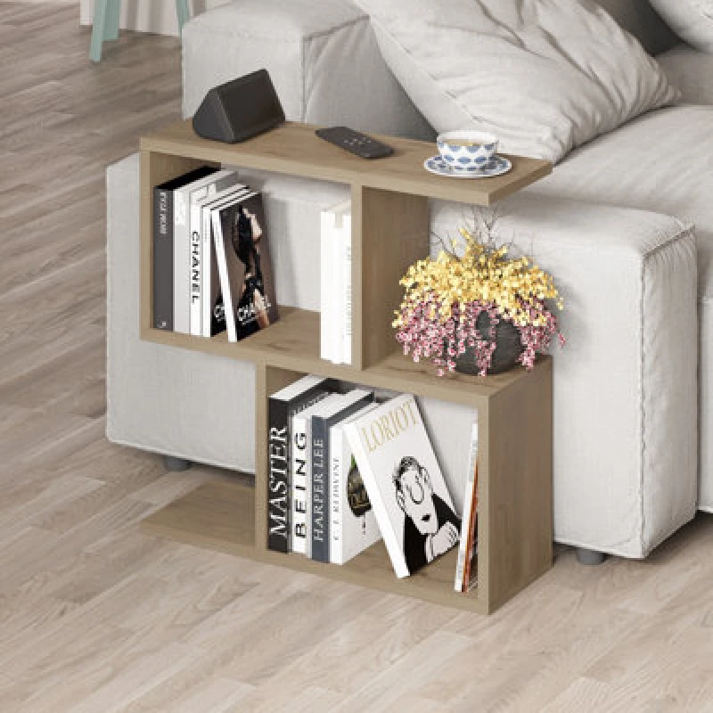 Image of Decortie Homemania Modern Side End Coffee Table Side End Natural Oak Multipurpose H 60Cm 5 Tier