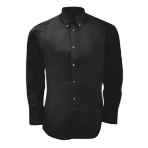 Image of Kustom Kit Mens Long Sleeve Tailored Fit Premium Oxford Shirt (14.5inch) (Black)