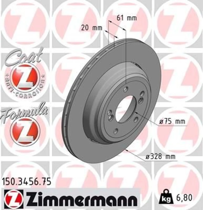 Image of ZIMMERMANN Brake disc ZIMMERMANN 150.3456.75