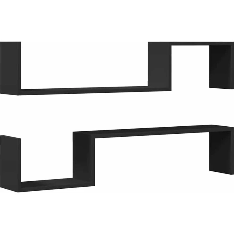 Image of VIDAXL Vidaxl - Wall Shelf 2 pcs Black 100x15x20cm Engineered Wood 8720286596876