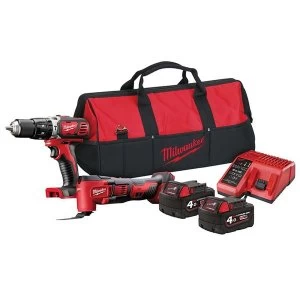 Image of Milwaukee Power Tools M18 BPP2P-402B Combi Multi-Tool Twin Pack 18V 2 x 4.0Ah Li-ion