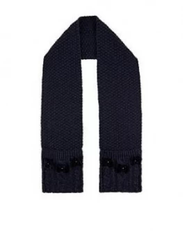 Monsoon Girls Recycled Sparkle Velvet Bow Scarf - Navy