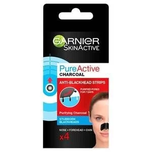 image of Garnier Pure Active 4 Charcoal Anti Blackhead Nose Strips