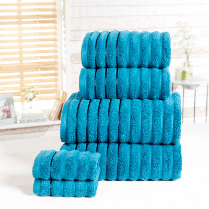 Image of Rapport Home Ribbed Towel Pure Cotton Face Teal