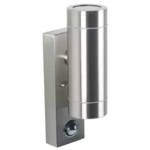 image of Pacific Lifestyle Metal Dual PIR Wall Light - Brushed Steel