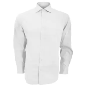 Image of Kustom Kit Mens Superior Oxford Long Sleeved Shirt (15inch) (White)