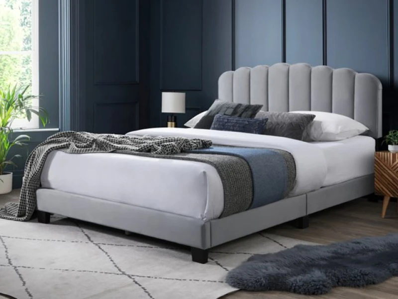 Image of Flintshire Hope Grey Fabric Bed Frame - 4ft Small Double