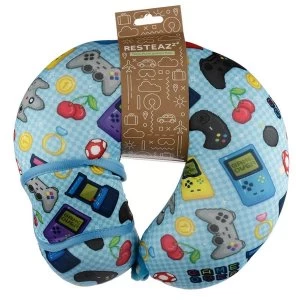 image of Relaxeazzz Game Over Travel Pillow & Eye Mask Set