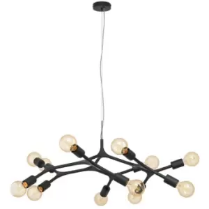 Image of Eglo - Bocadella 12 Lamp Multi Arm Pendant Ceiling Light Black