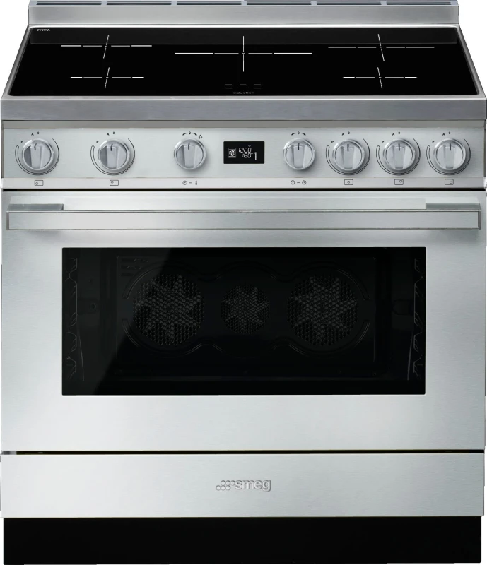 Image of Smeg Portofino CPF9iPX 90cm wide Electric Range Cooker with Induction Hob and Pyrolytic Cleaning - Stainless Steel - A+ Rated, Stainless Steel