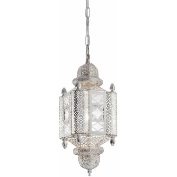 Image of Ideal Lux Lighting - Ideal Lux Nawa - 1 Light Small Ceiling Pendant Silver, E27