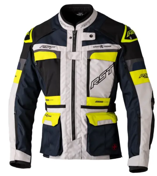 image of RST Adventure-Xtreme Race Dept Ce Mens Textile Jacket Silver Navy Yellow 40