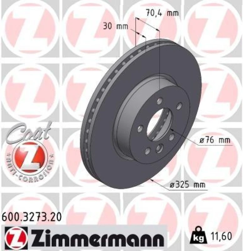 Image of ZIMMERMANN Brake disc ZIMMERMANN 600.3273.20