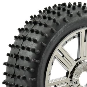 Image of Fastrax 1:8 Lugger Mounted On 8-Spoke Black Chrome (Pr)