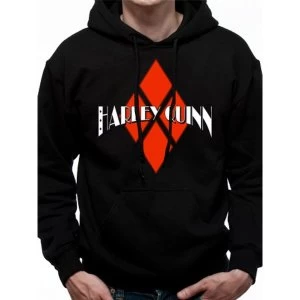 Image of Batman - Harley Quinn Diamond Logo Mens Small Hooded Sweatshirt - Black