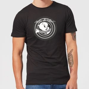 Image of Looney Tunes That's All Folks Porky Pig Mens T-Shirt - Black - 3XL - Black