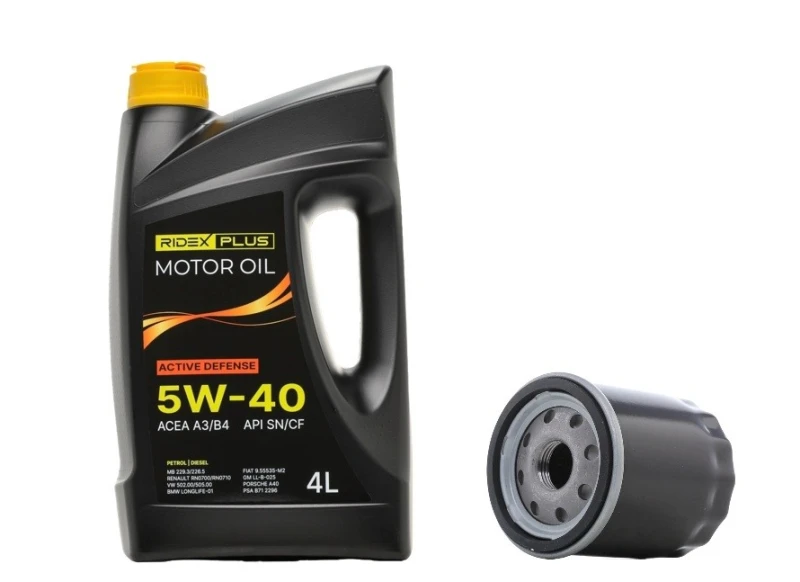 Image of RIDEX PLUS 100908O0042P Oil change kit (oil filter + engine oil) Oil change kit (oil filter + engine oil) (100908)