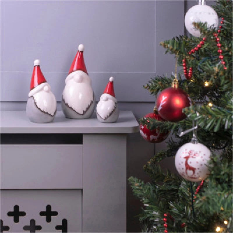 Image of Netagon Netagon Festive Ceramic Christmas Gonk Family Ornaments - Set of 3 Grey