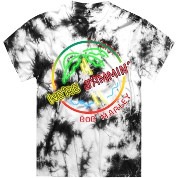 Image of Bob Marley - Neon Sign Unisex Large T-Shirt - White
