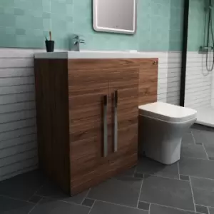Image of Aquariss - Calm Walnut Left Hand Combination Vanity Unit Set with Toilet