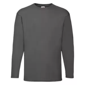 Image of Fruit Of The Loom Mens Valueweight Crew Neck Long Sleeve T-Shirt (L) (Light Graphite)