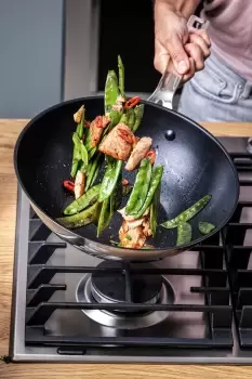 image of KitchenAid 28cm Stainless Steel Wok - Silver