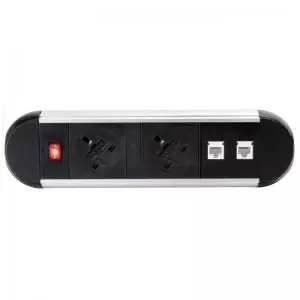 Image of Chroma clip-on power module 2 x UK sockets and 2 x RJ45 sockets -