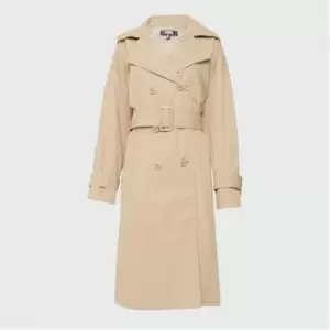 image of Missguided Petite Double Breasted Belted Trench Coat - Beige