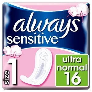 image of Always Soft and Fit Sensitive Normal Sanitary Pads 16pack