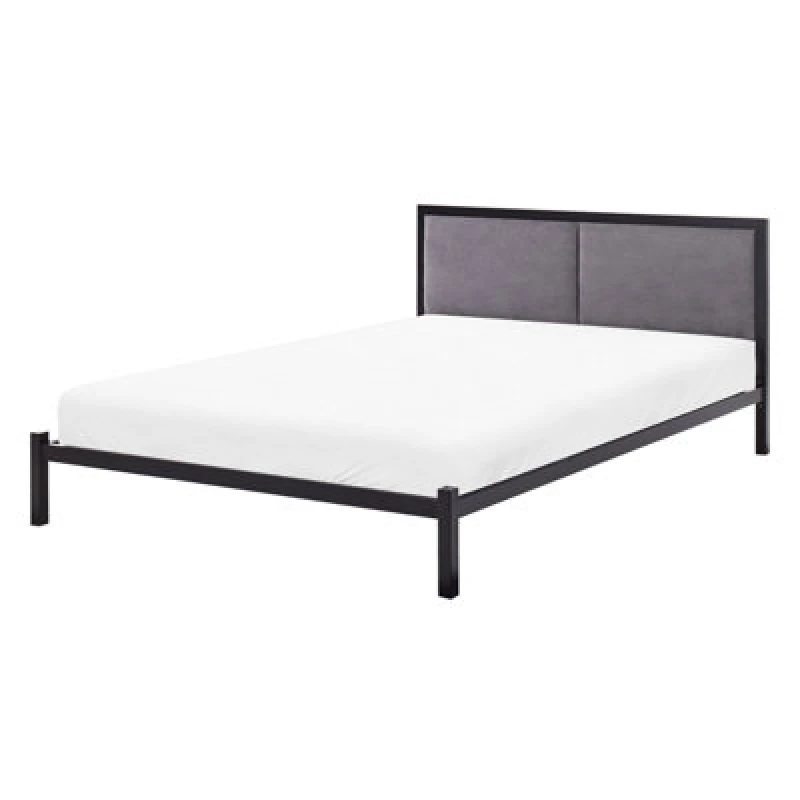 Image of Beliani Bed Metal Clamart 140 X 200 Cm (Eu Double) Grey