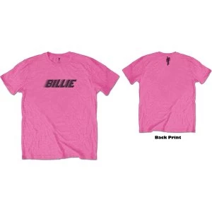 image of Billie Eilish - Racer Logo & Blohsh Unisex Large T-Shirt - Pink