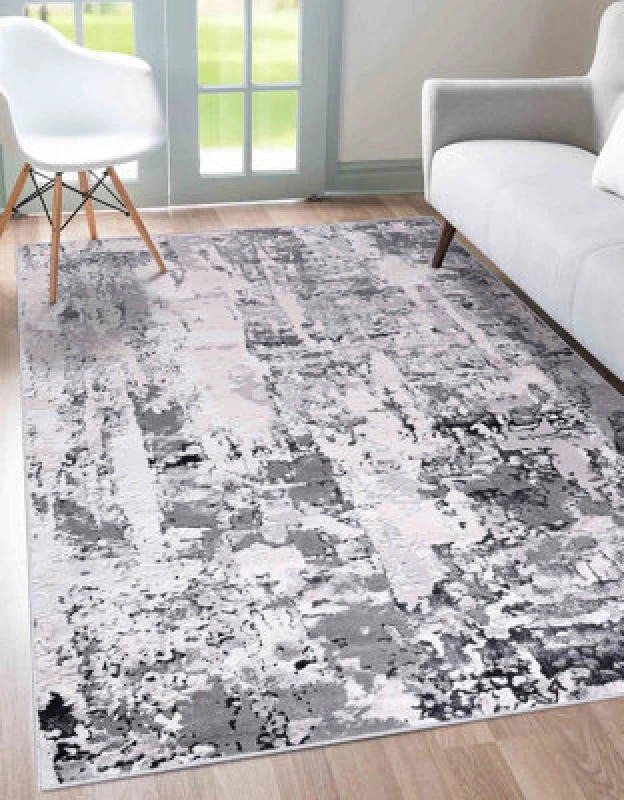 Image of Smart Living Smart Living Modern Emperor Thick Area Rug for Bedroom, Living Room, Hallway Runner in Silver Size: 60cm x 220cm Silver 60cm x 220cm Un