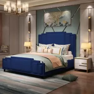 Image of Elixa Bed King Plush Velvet Blue