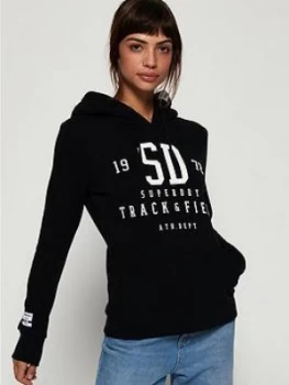 image of Superdry Track and Field Hoodie - Black, Size 16, Women