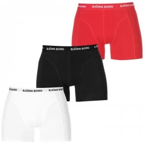 image of Bjorn Borg 3 Pack Solid Trunks - Blk/Wht/Red