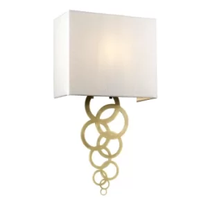 image of Rosa Medium 1 Light Wall Light, Aged Brass, Ivory Faux Silk Shade