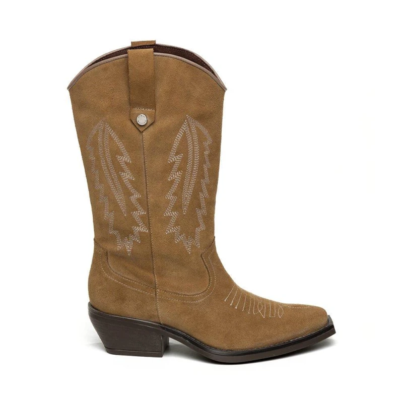 Image of Steve Madden Womens Wallace Western Cowboy Boots Taupe Suede female 4 (37)