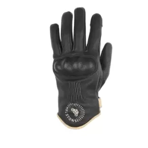 image of Helstons Sun Air Summer Leather Black Beige Gloves T12