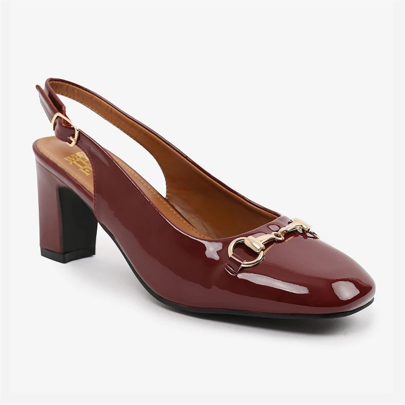 Image of Where's That From 'Serena' Wide Fit Block Heel With Metal Detail And Slingback Buckle Strap Red