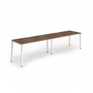Image of Single White Frame Bench Desk 1200 Walnut 2 Pod