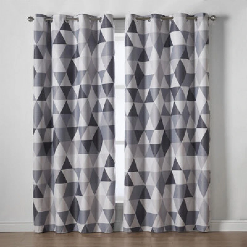 Image of Luxury Living Mo Ring Top Printed Curtains Charcoal
