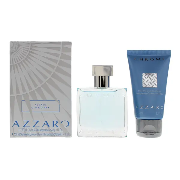 image of Azzaro Chrome Eau de Toilette For Him 30ml + 50ml Shower Gel Gift Set