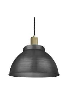 Image of Knurled Dome Pendant, 13 Inch, Pewter, Brass Holder