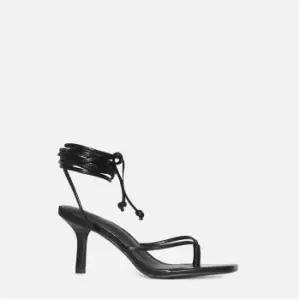 image of Missguided Thong Strap Lace Up Heels - Black