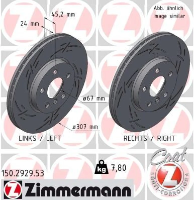 Image of ZIMMERMANN Brake disc ZIMMERMANN 150.2929.53